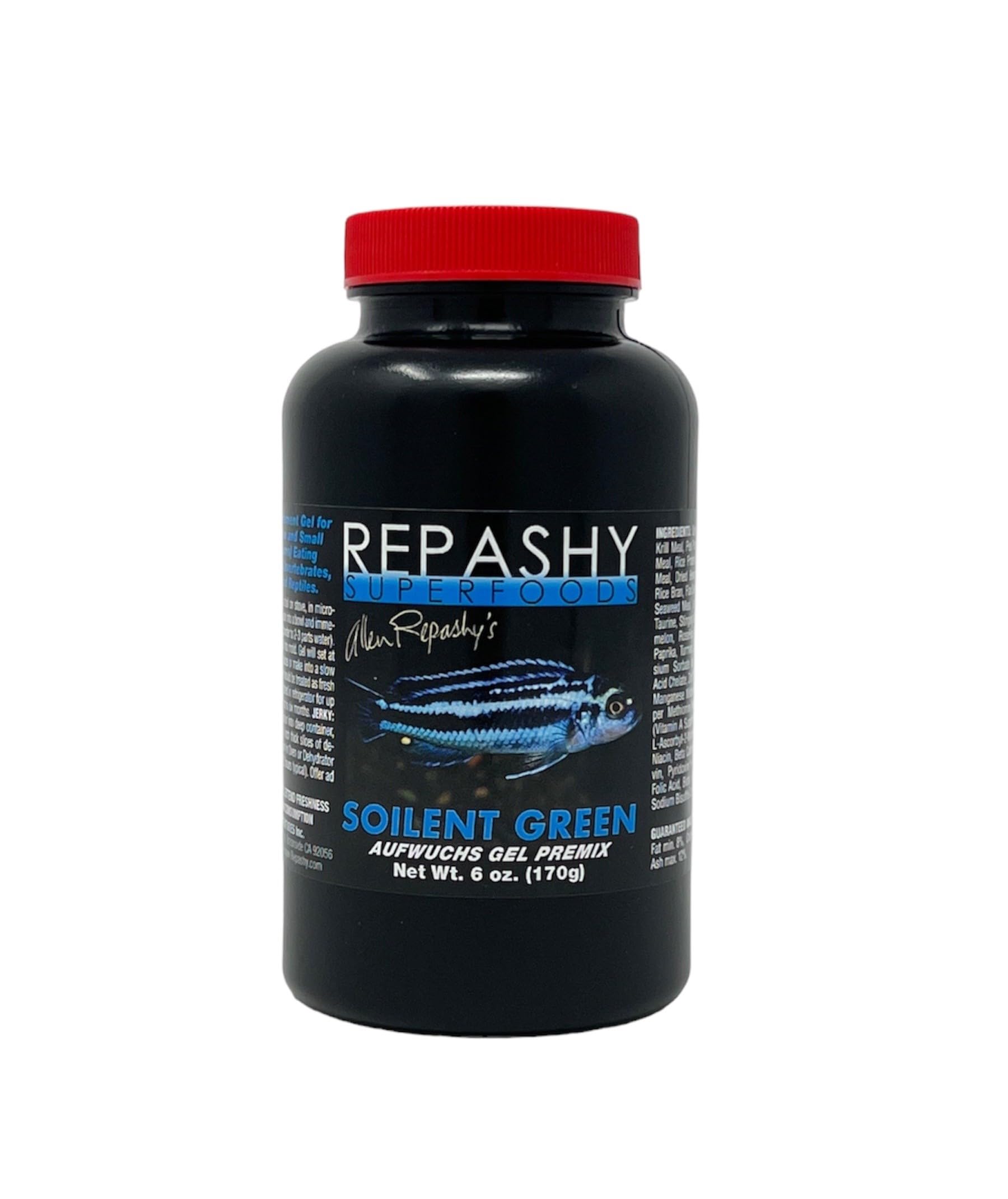 Repashy Soilent Green: tarro de 6 oz, gel nutritivo para peces que comen aufwuchs.