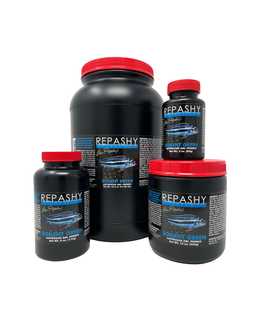 Repashy Soilent Green: textura gel para alimentación, ideal para invertebrados, anfibios y reptiles.