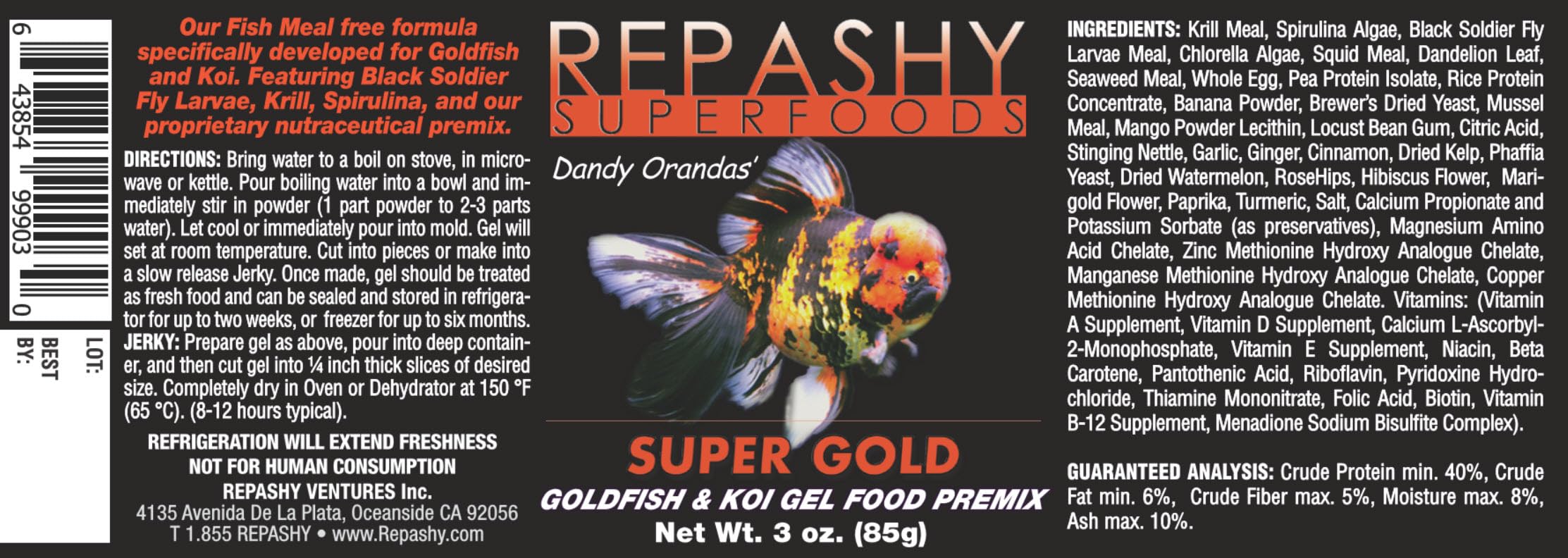 Repashy Super Gold, preparación de gel lista para usar, ideal para koi.