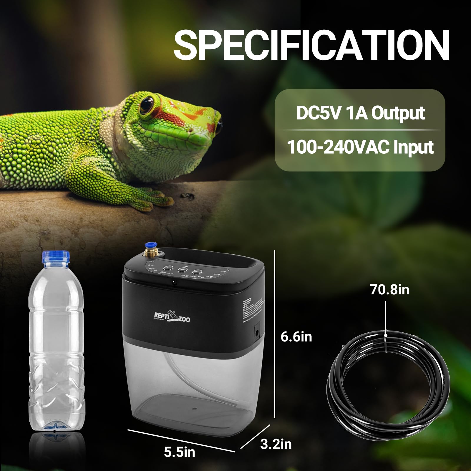 REPTI ZOO Mister Fogger 800ml con cabezal 360 grados dirige la niebla