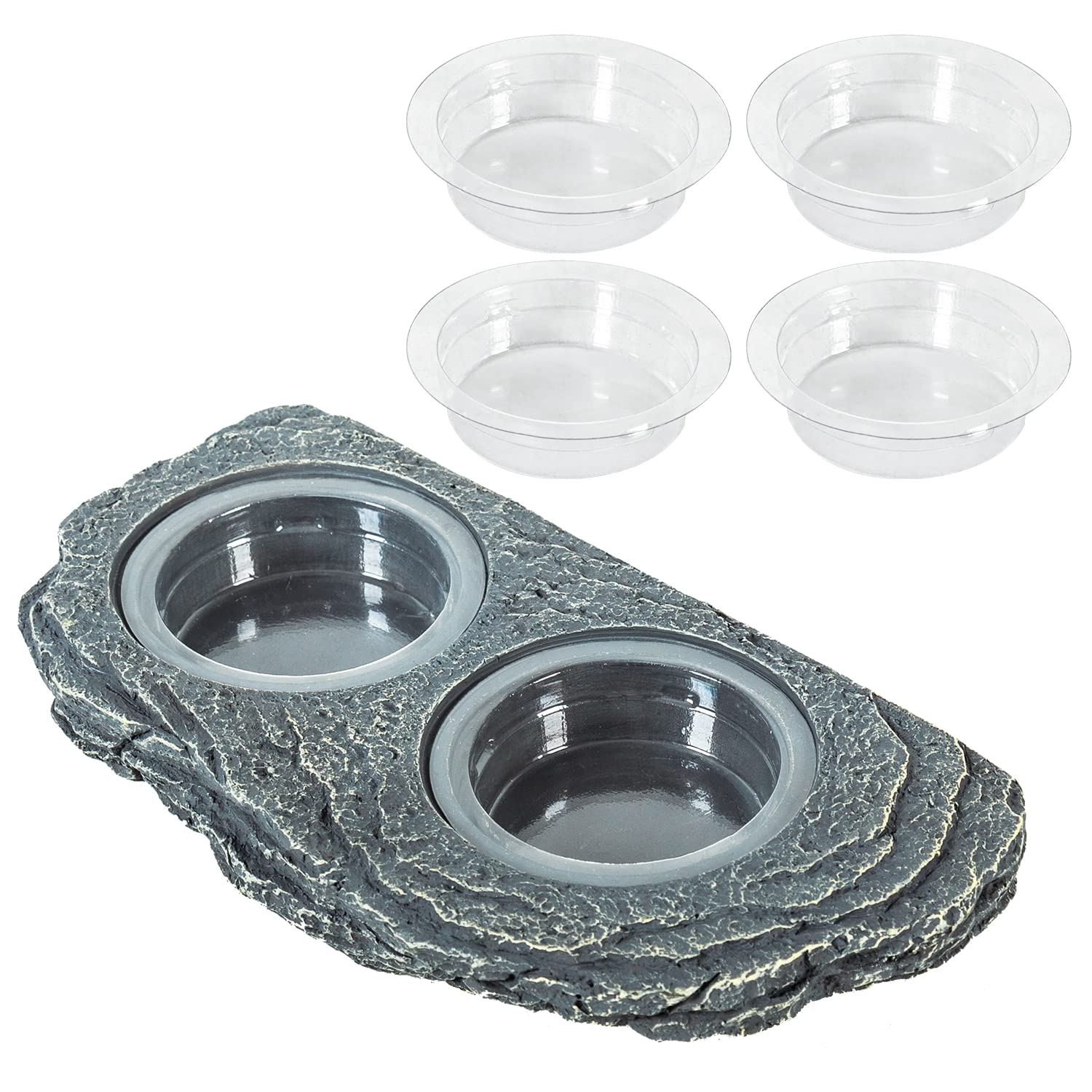 REPTIZOO Bandeja de alimentación imantada con doble cuenco, estable para terrario.