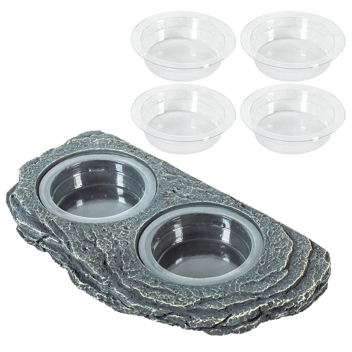 REPTIZOO Bandeja de alimentación imantada con doble cuenco, estable para terrario.