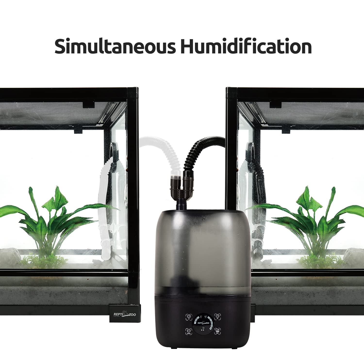 REPTI ZOO extension-tubo-doble-terrarios muestra configuración dual.