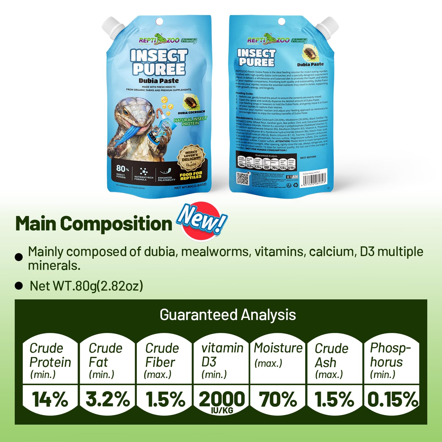 REPTIZOO FRIENDLY pasta dubia, fuente natural de proteínas para reptiles