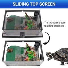 REPTIZOO tanque tortugas tapa removible con hueco para alimentar.