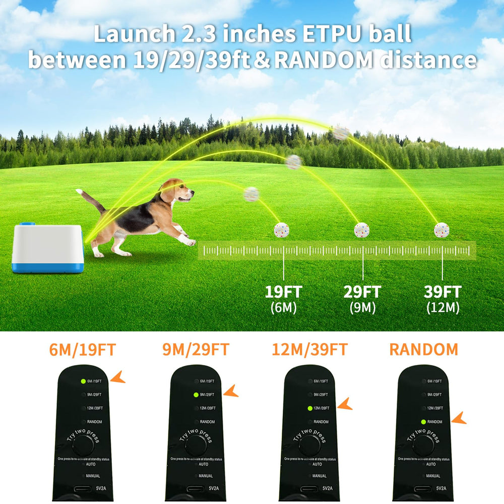 RERBIO lanzador de bolas automatico distancias ajustables para perros pequeños y medianos