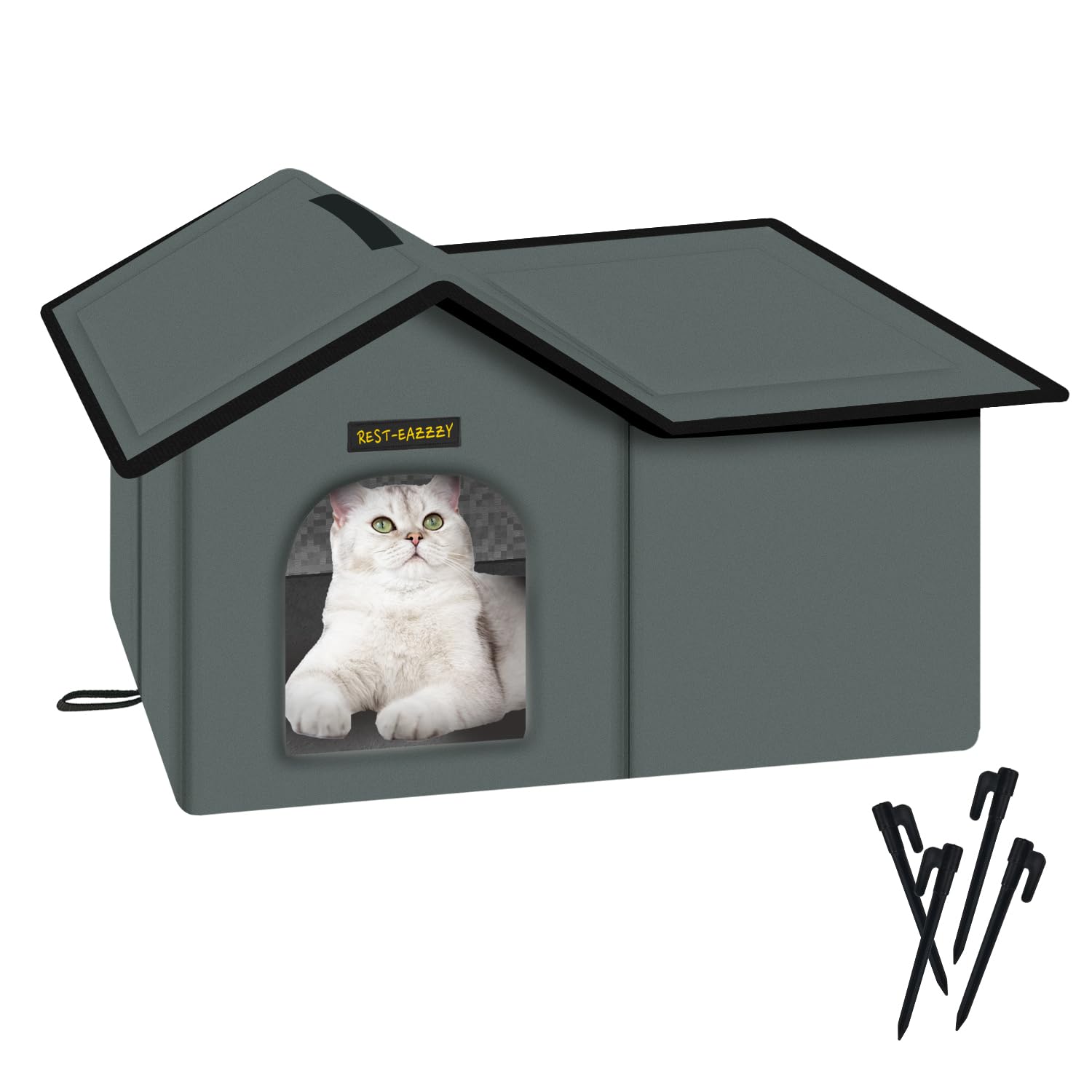 Rest-Eazzzy casa-gato-exterior ofrece refugio cómodo para gatos al aire libre