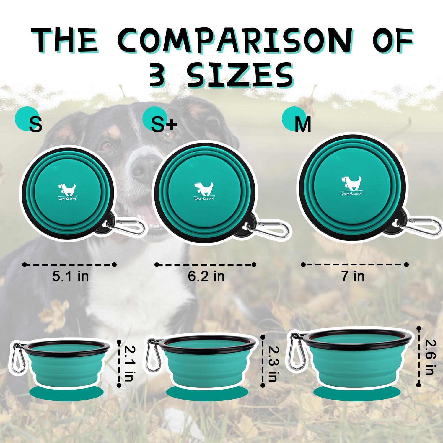 Rest-Eazzzy cuenco plegable, diseño duradero para agua y comida durante viajes.