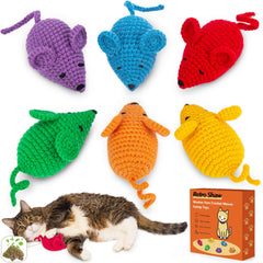 Retro Shaw ratón tejido a mano con hierba de gato, ideal para juego interactivo.