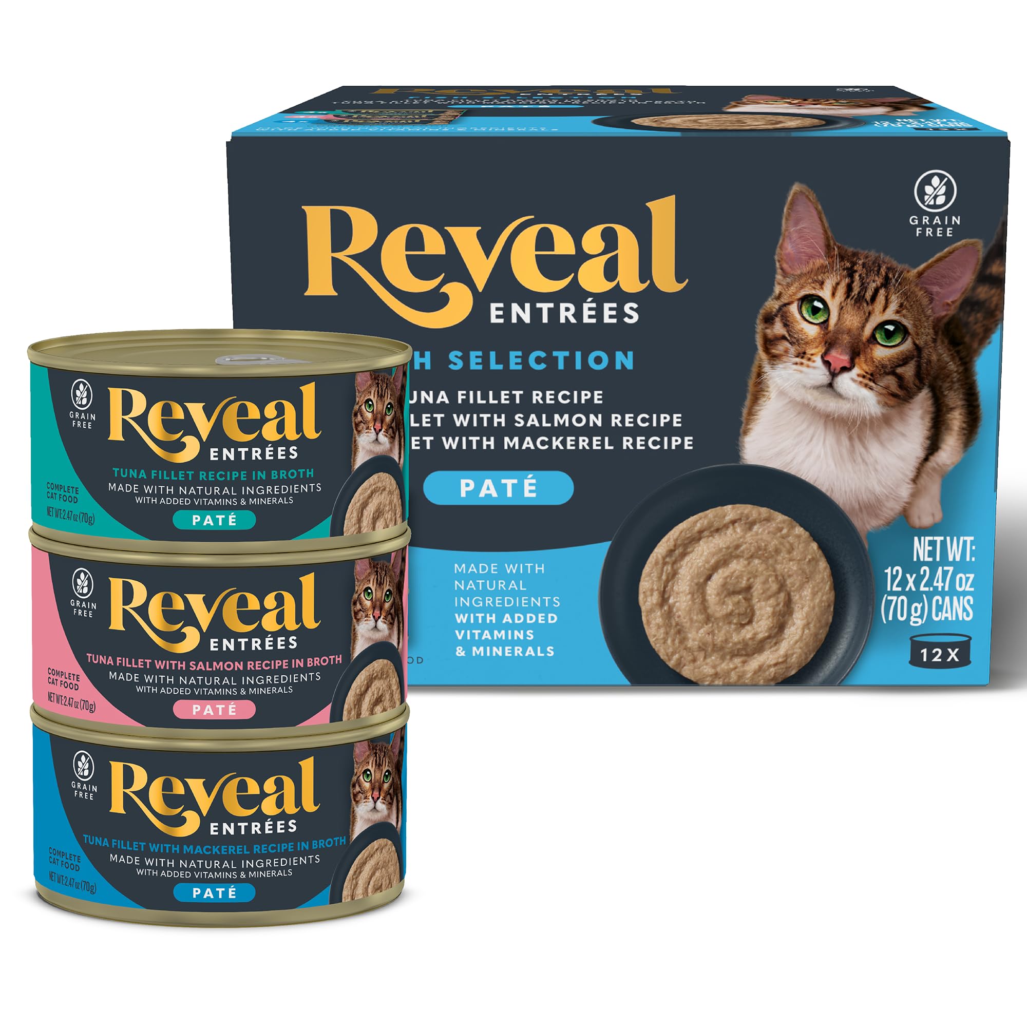 Reveal Entrées lata paté pescado: sabor natural y proteína de alta calidad para tu gato.
