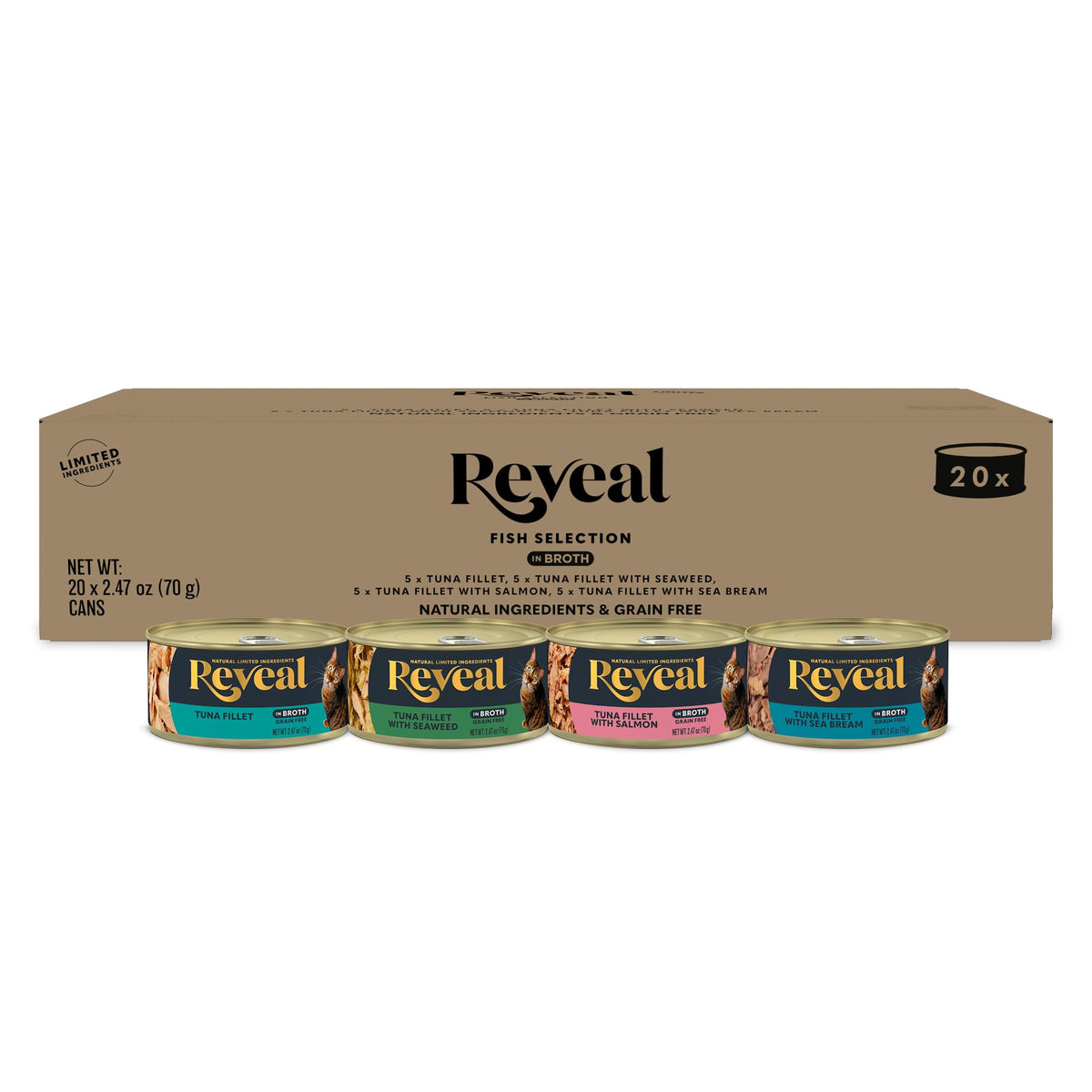 Reveal lata para gatos con variedad de 4 sabores y proteína real