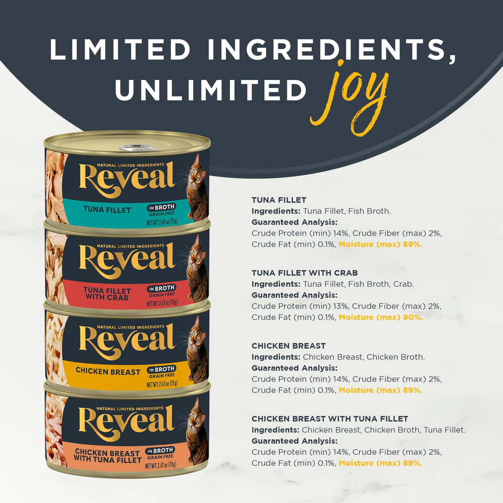 Reveal latas con proteina real primero, ingrediente principal de alta calidad