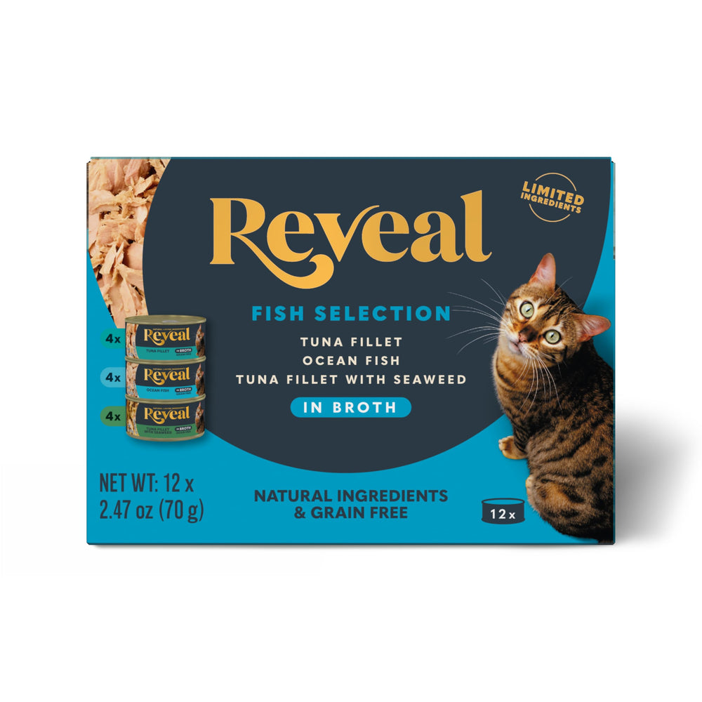 Reveal comida húmeda para gatos: variedad de sabores en latas para rotar.