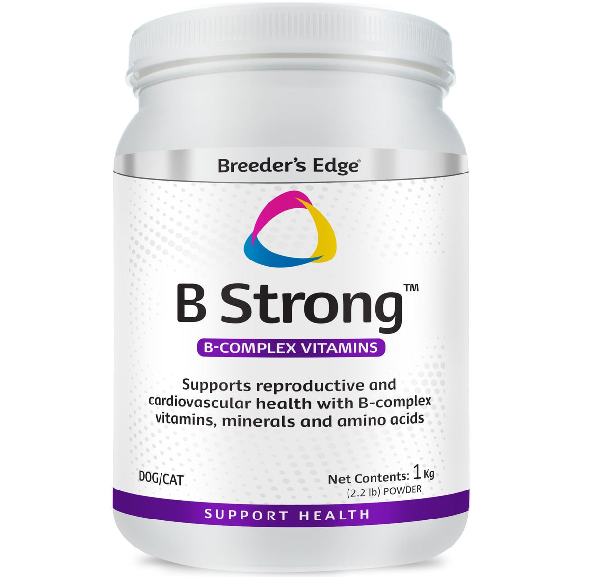 Envase Revival B Strong listo para suplementación diaria en perros y gatos.