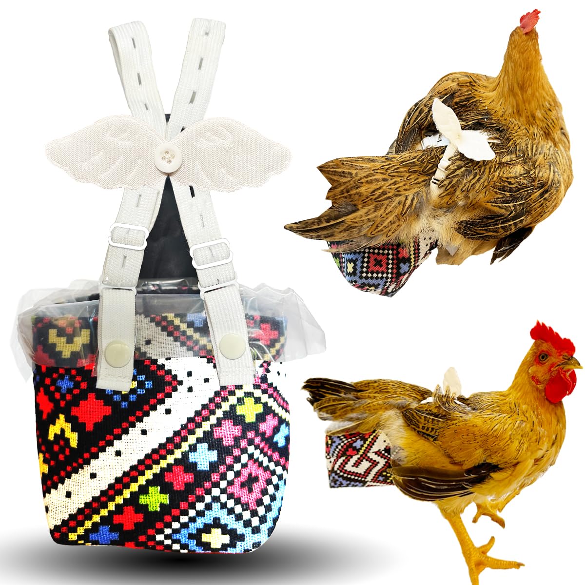 Pañales Revoloza para pollos interiores con bolsa reemplazable y control de desechos.