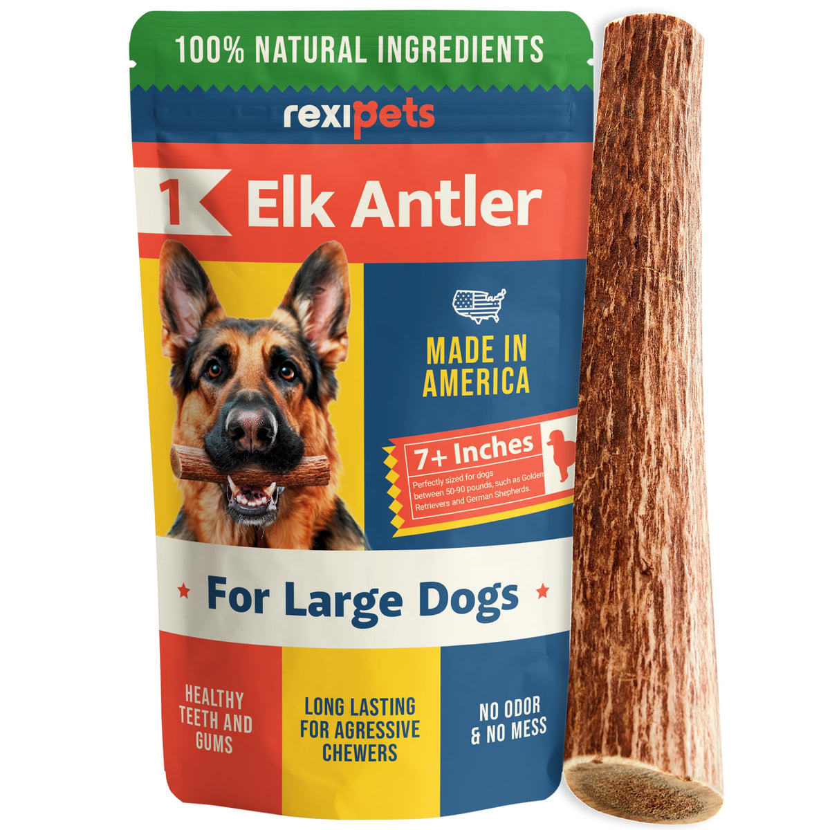 REXIPETS astas de alce para perros, mordisqueo duradero para mordidas agresivas.