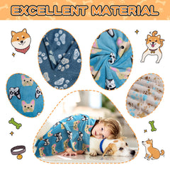 Manta Rezutan para perro mediano en navy, diseño con huellas para dormir.