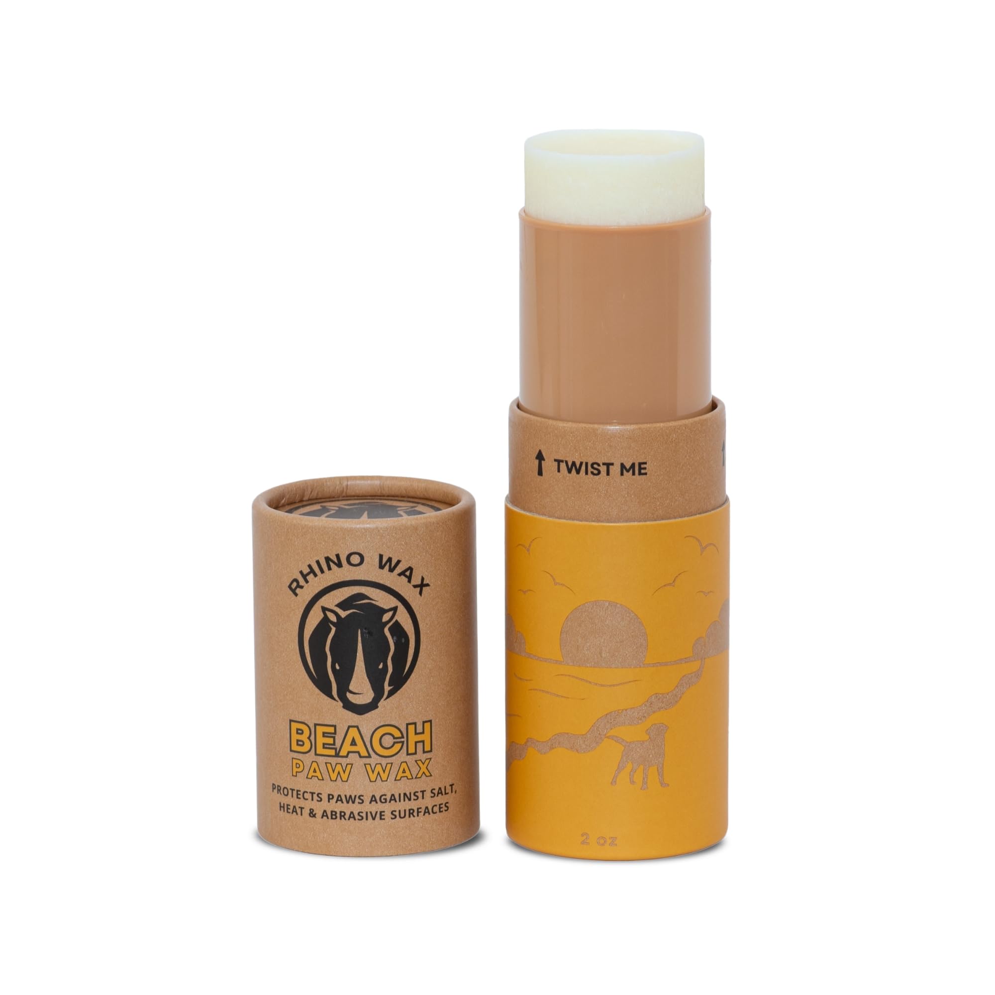 Rhino Wax envase del bálsamo para patas en la playa protegiendo contra rocas