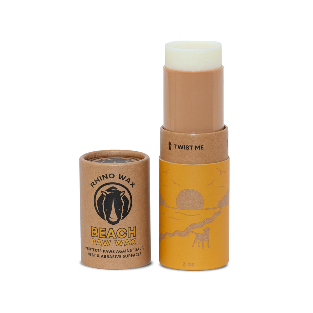 Rhino Wax envase del bálsamo para patas en la playa protegiendo contra rocas