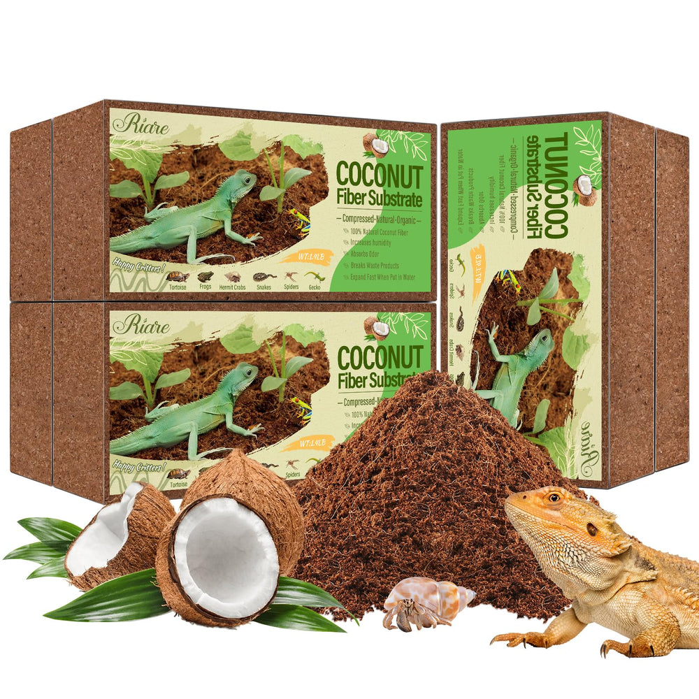 Riare bloques de coco, sustrato para reptiles, favorece el escarbado natural.