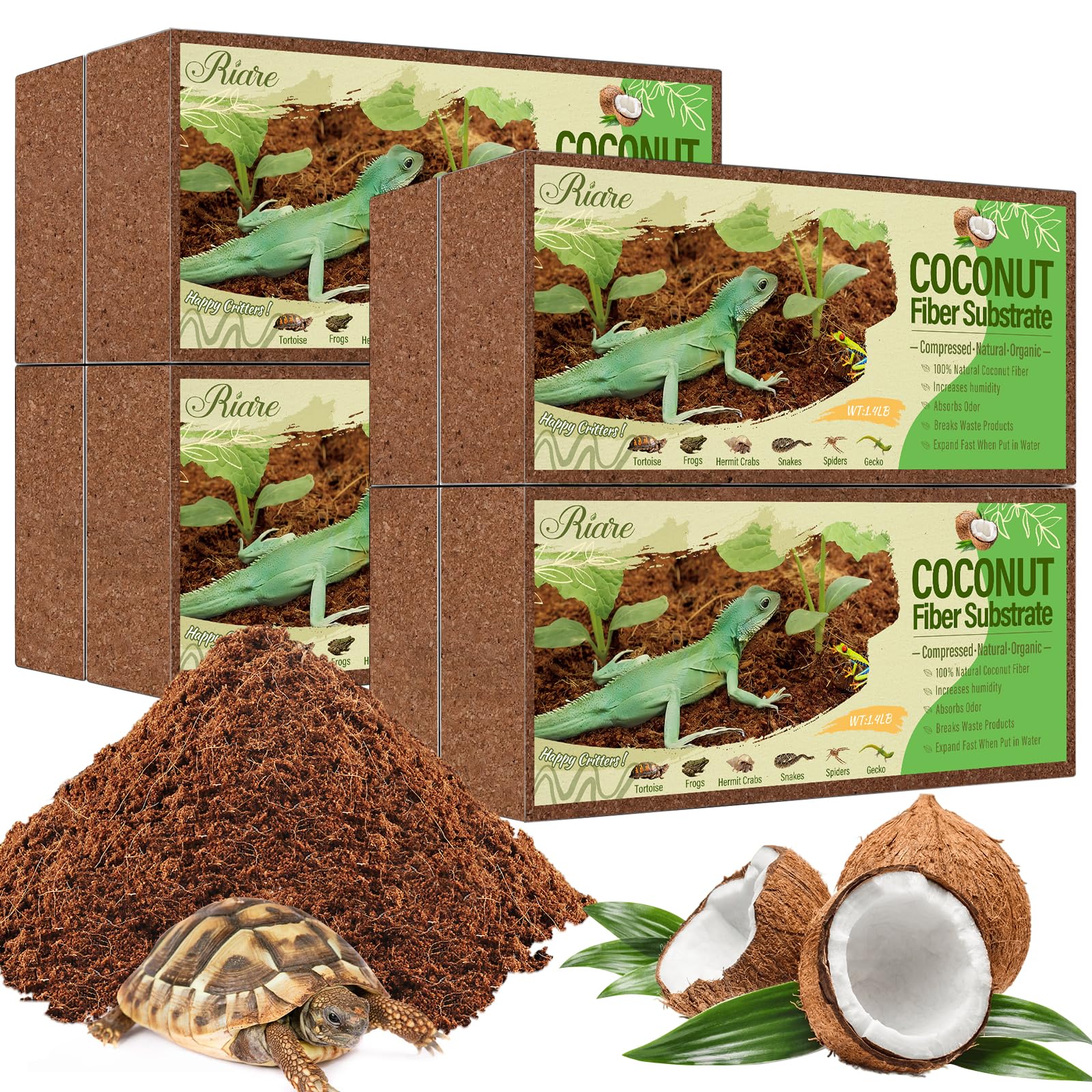 Riare sustrato de coco en bloques expandiéndose para terrario, retiene humedad.