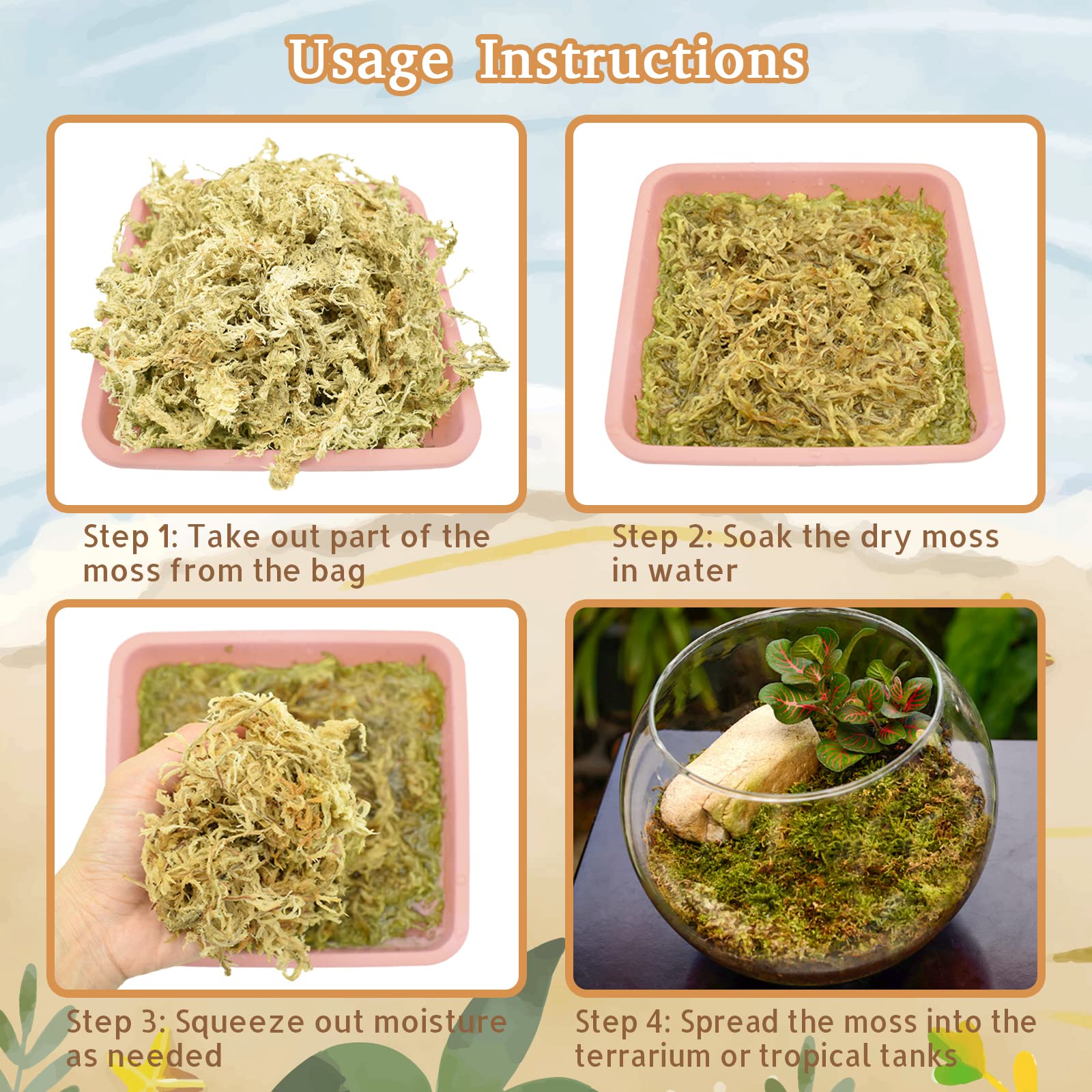 Riare musgo sphagnum natural, cama suave para reptiles y anfibios