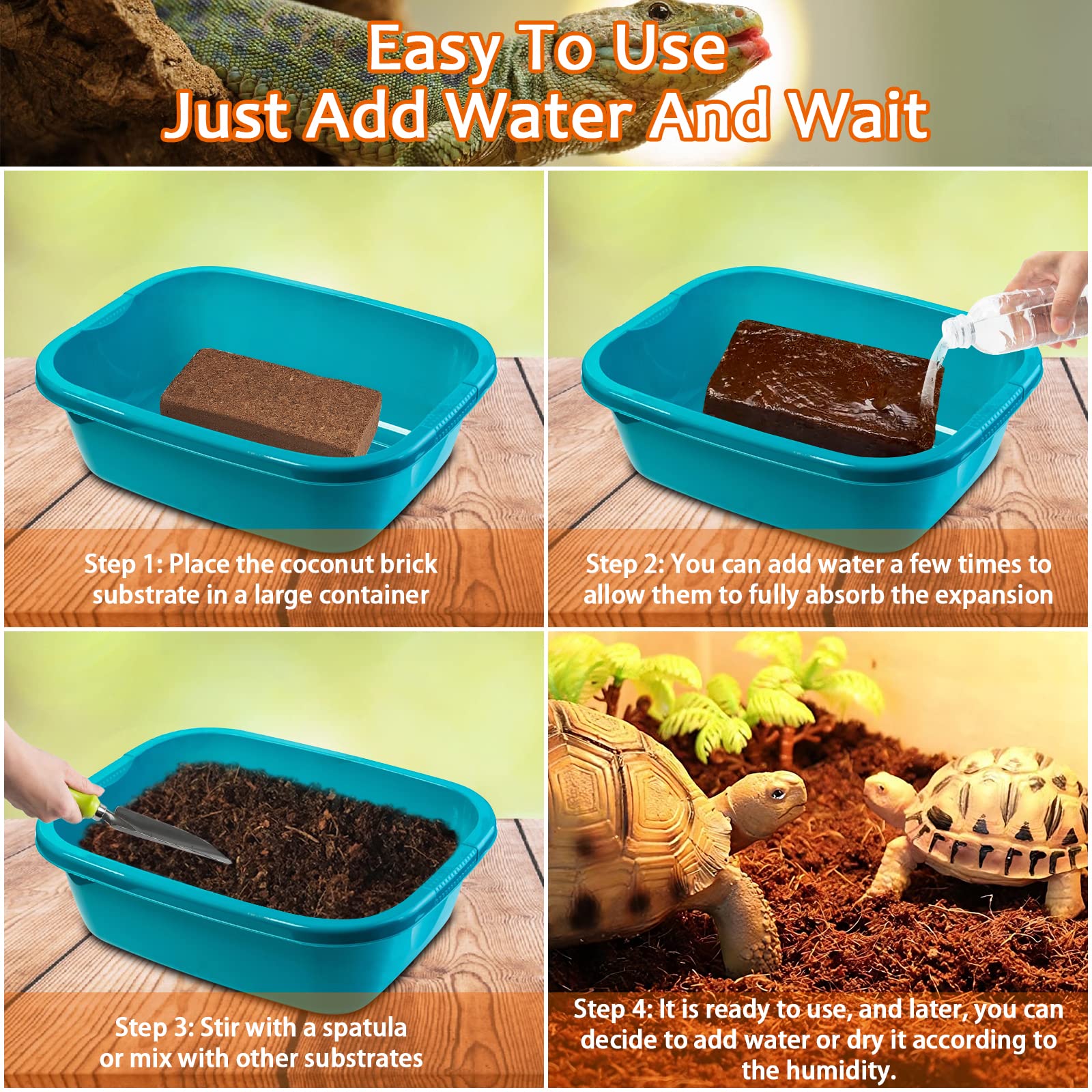 Riare: sustrato coco biodegradable y compostable para un hogar de reptiles sostenible.