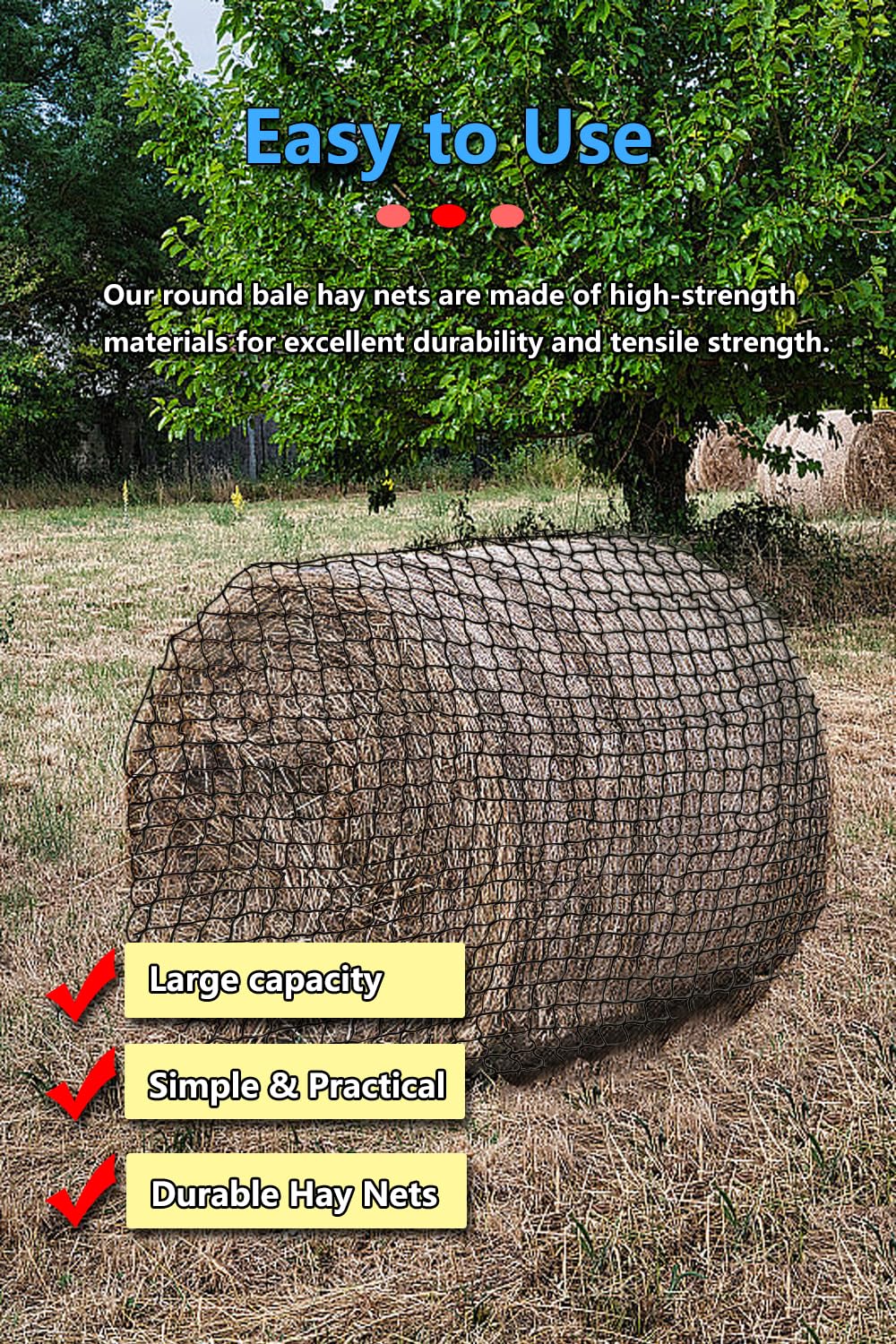 Ribowri red de heno, instalación rápida en segundos.