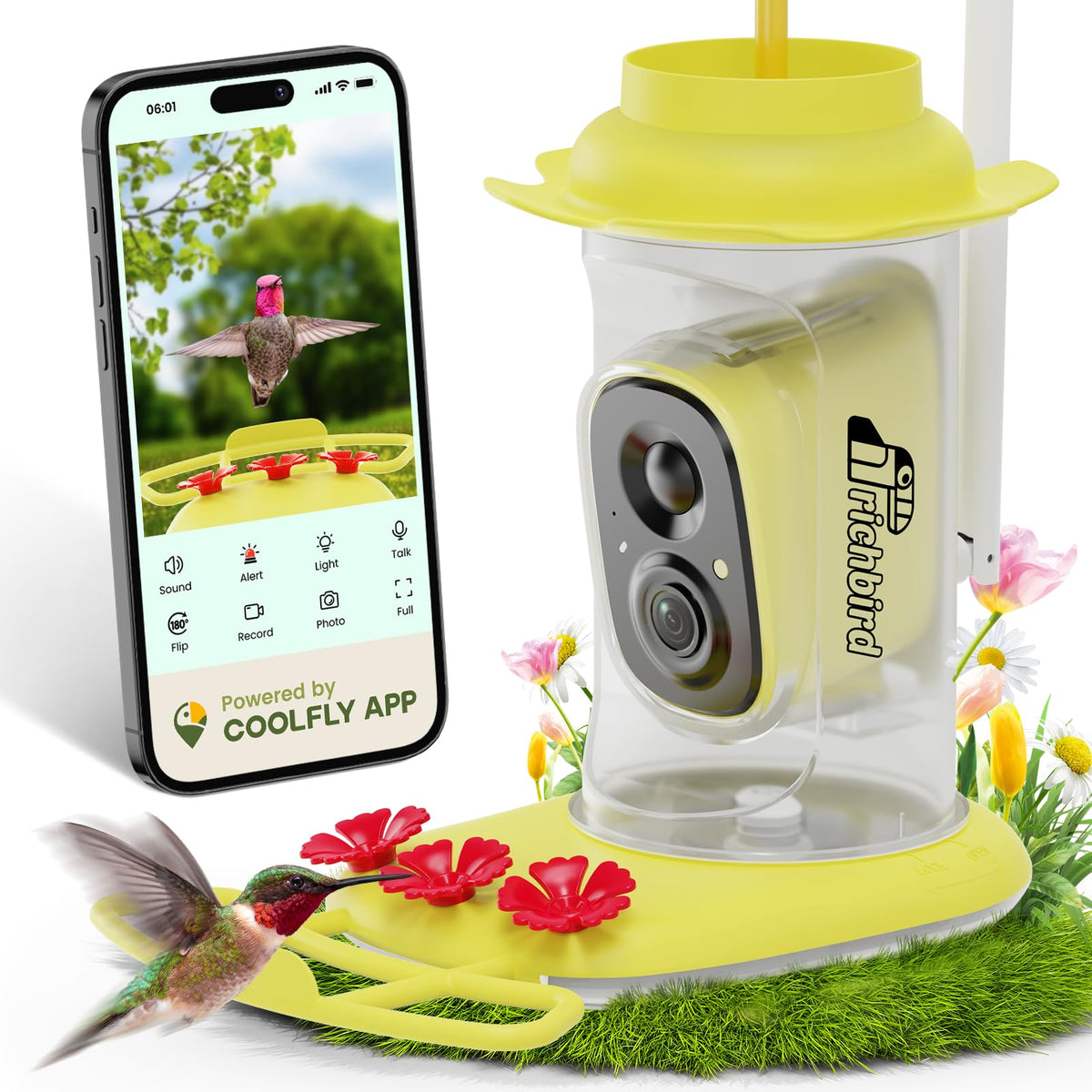 RichBird alimentador colibri camara vision amplia para observacion detallada.