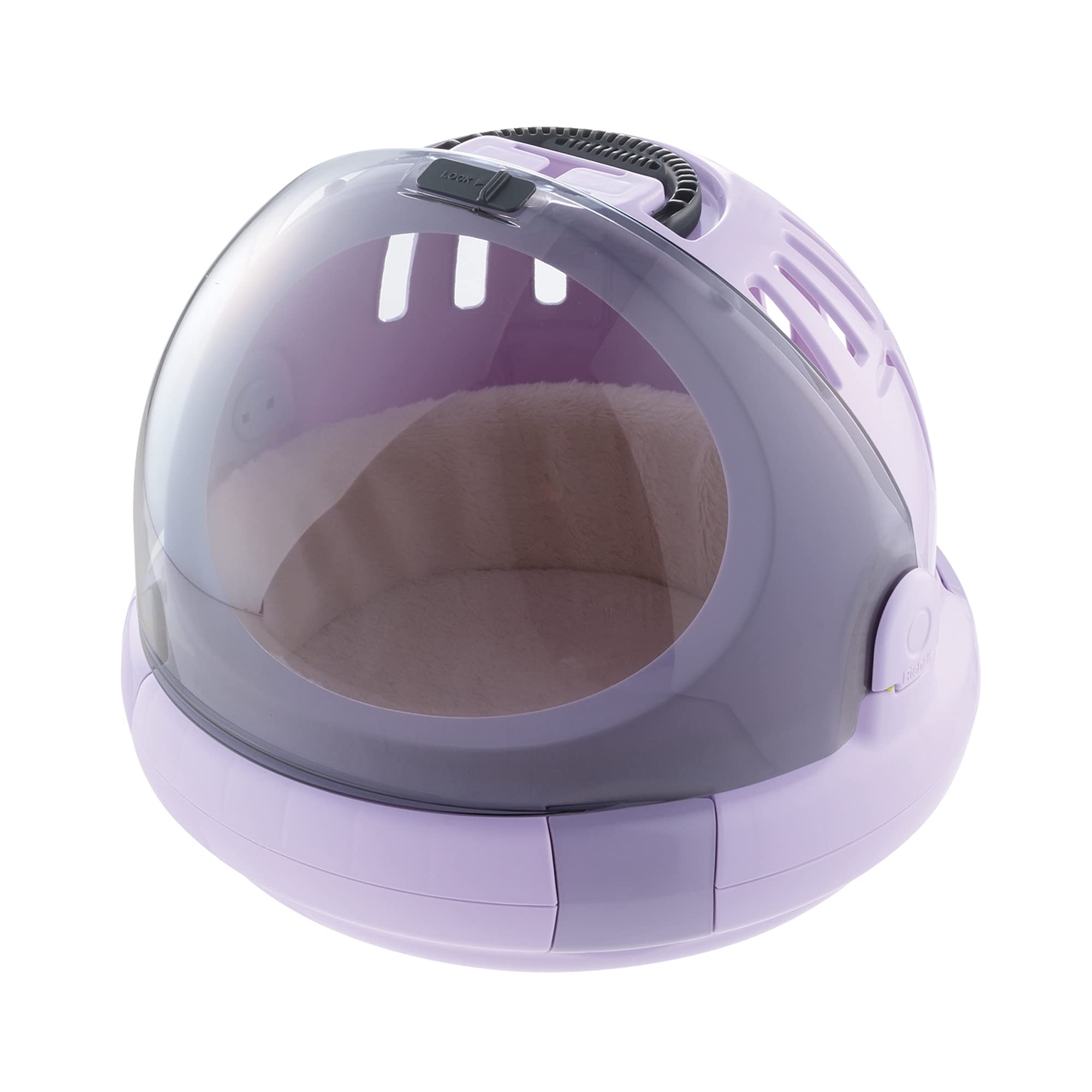 Richell cápsula espacial para mascotas con puerta de vidrio facilita la carga y confort.