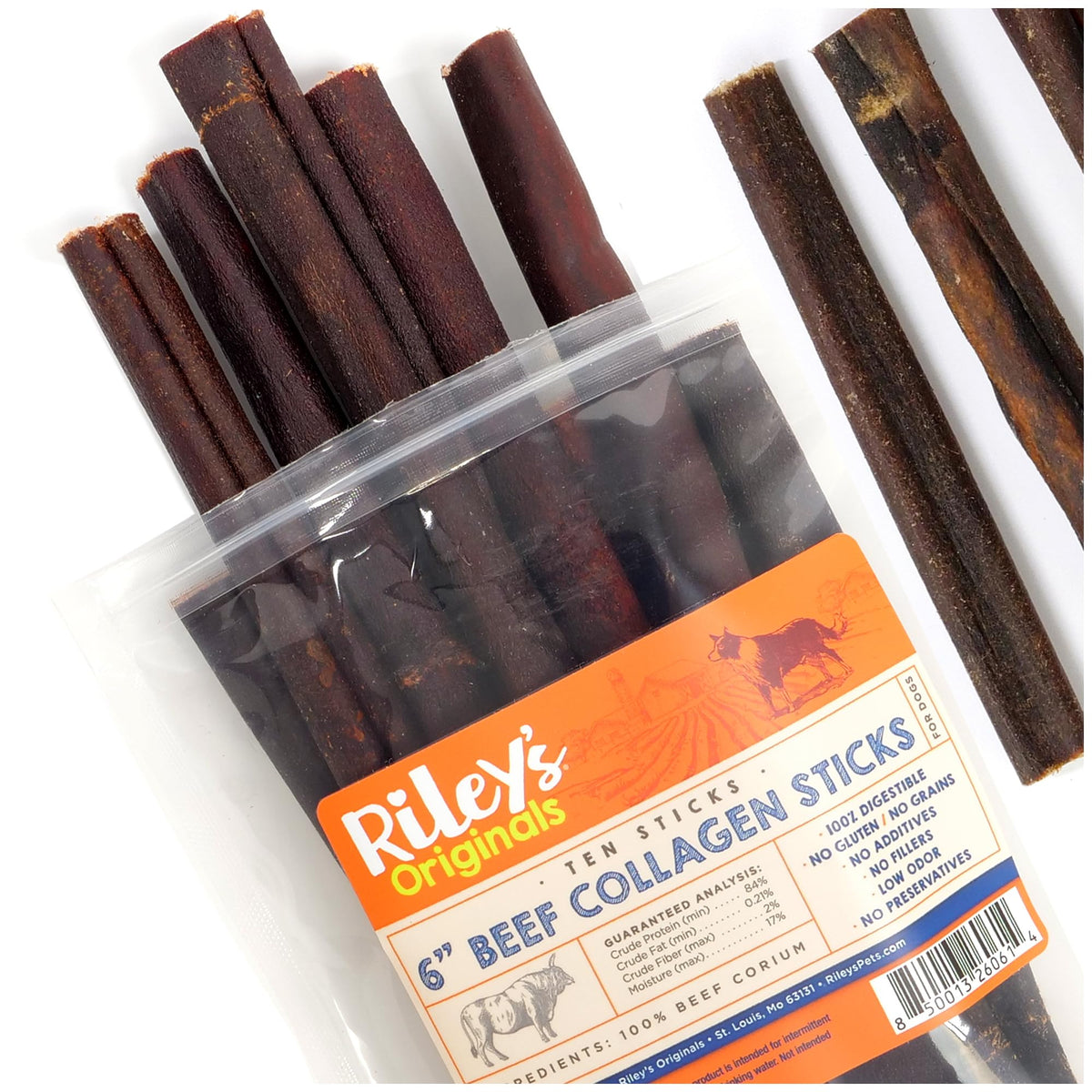 Riley's palitos de colágeno para perros de 15 cm, masticación duradera.