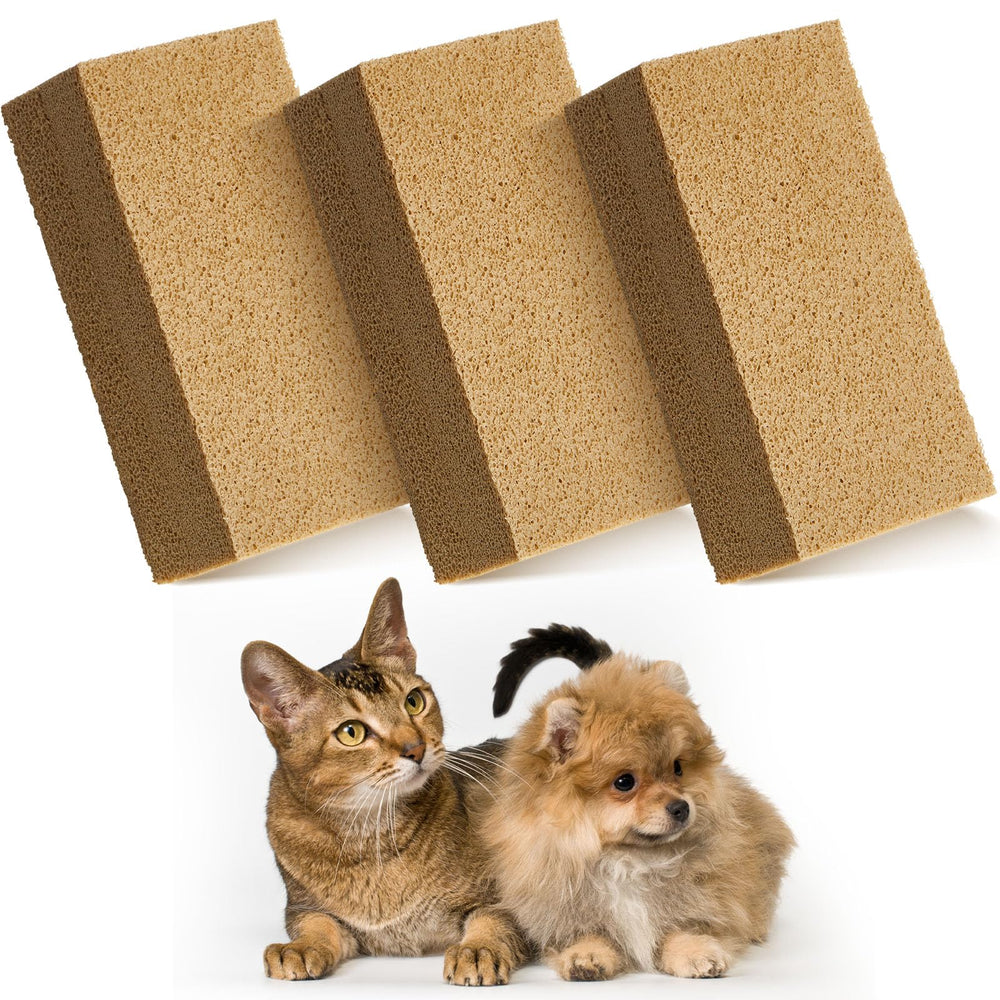 RimCereal esponja para pelo de mascotas, conjunto de 3 en caqui para limpieza rápida.