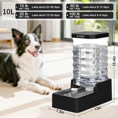 RIZZARI capacidad alta 10L: ideal para varias mascotas o días fuera.