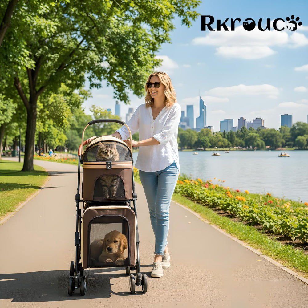 Rkrouco carrito doble plegable, arnés de seguridad integrado