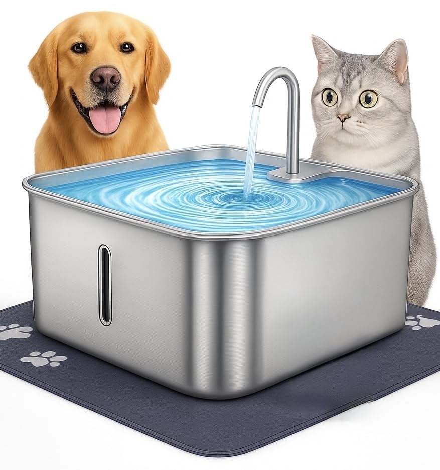 Bebedero RMH de acero inoxidable 7L, ideal para mascotas con mayor hidratación.