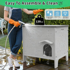 Rockever casa para gatos fácil limpieza: estructura de HDPE para higiene rápida.