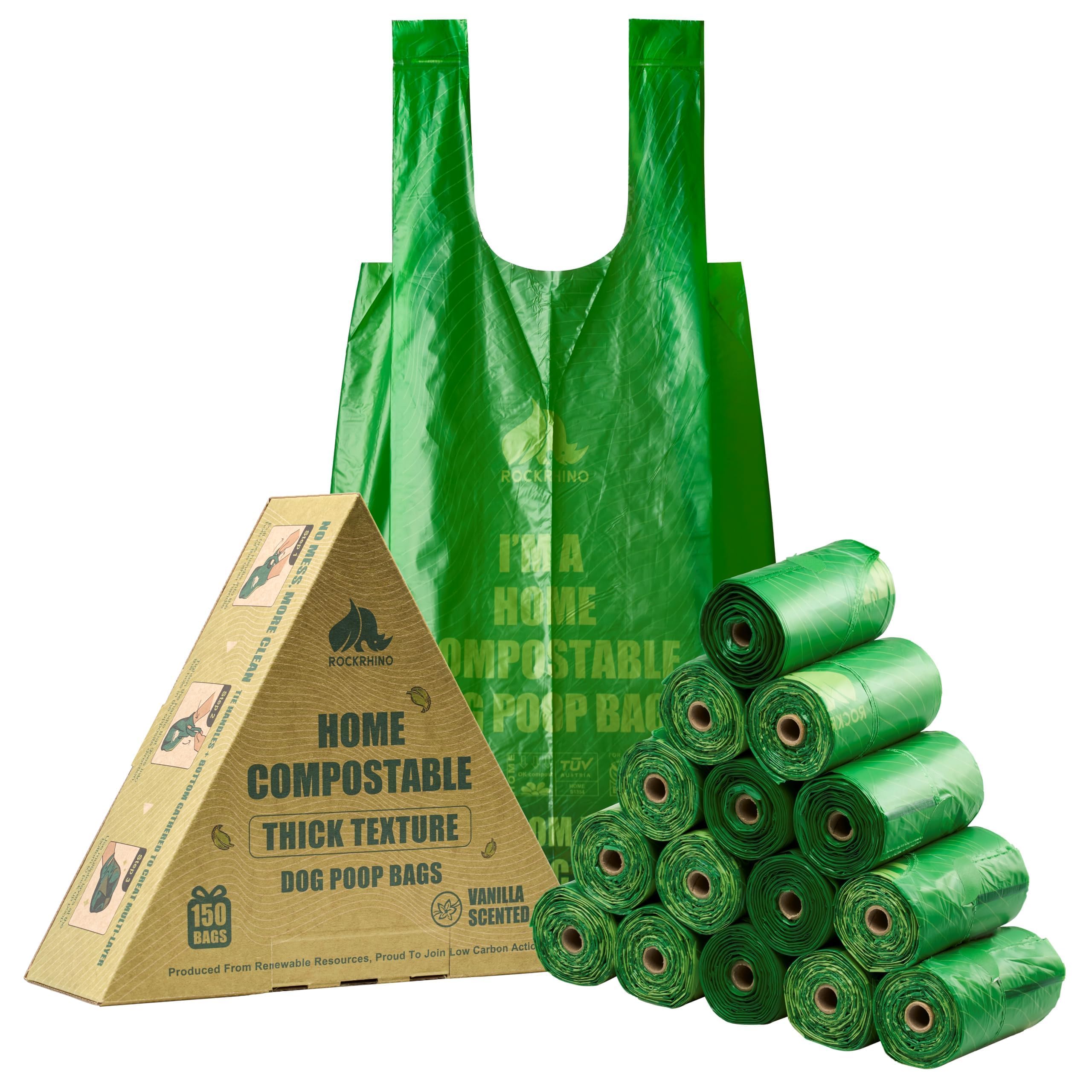 RockRhino bolsas excrementos perro 4 capas fondo interlock, resistentes para recoger desechos de perros grandes.