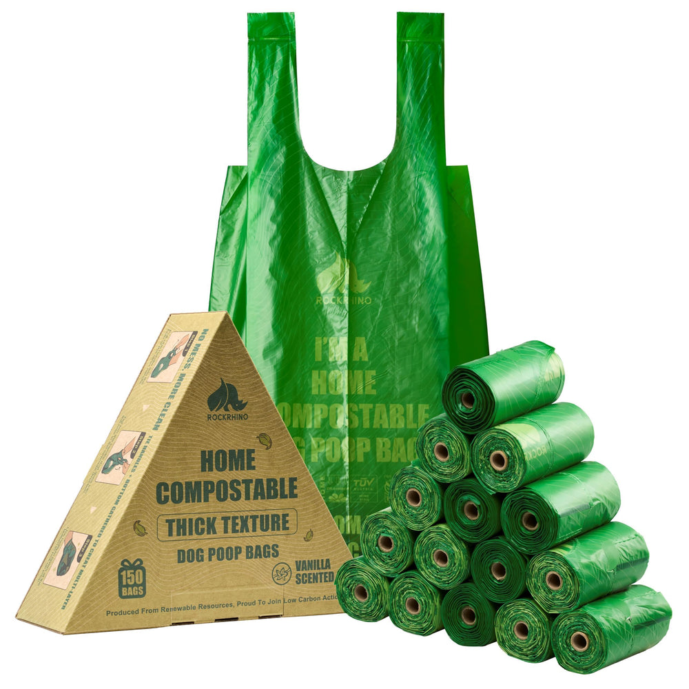 RockRhino bolsas excrementos perro 4 capas fondo interlock, resistentes para recoger desechos de perros grandes.