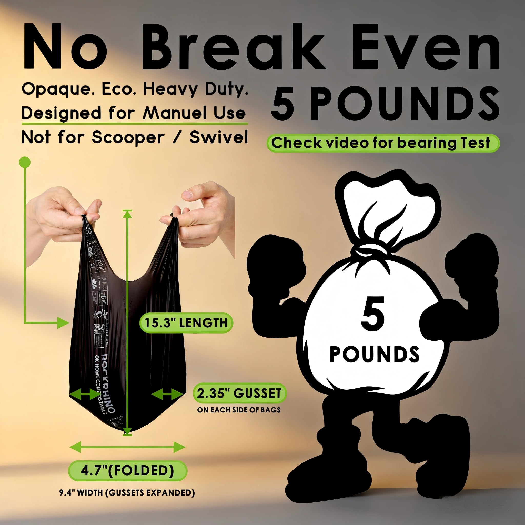 RockRhino compostables en casa, enfoque en opción ecológica para residuos.