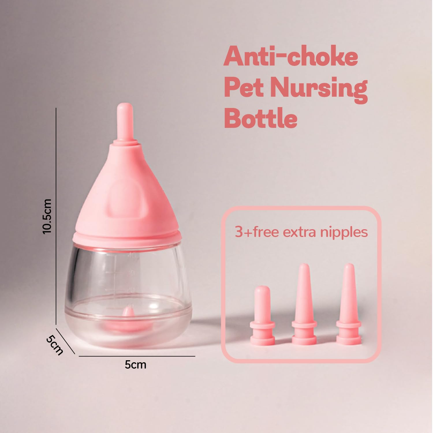 Rock Tech tetina de silicona anti-atragantamiento, rosa, ideal para gatitos y cachorros.