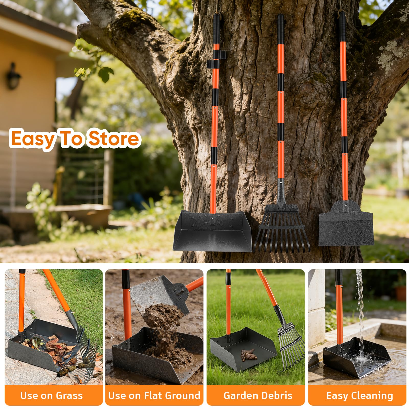 ROIUBPO Pooper Scooper almacenamiento compacto para ahorro de espacio.