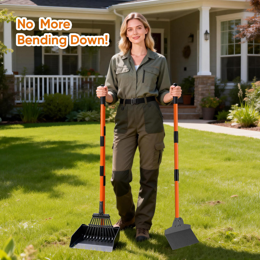 ROIUBPO Pooper Scooper funciona en césped, grava y tierra para recoger excrementos.