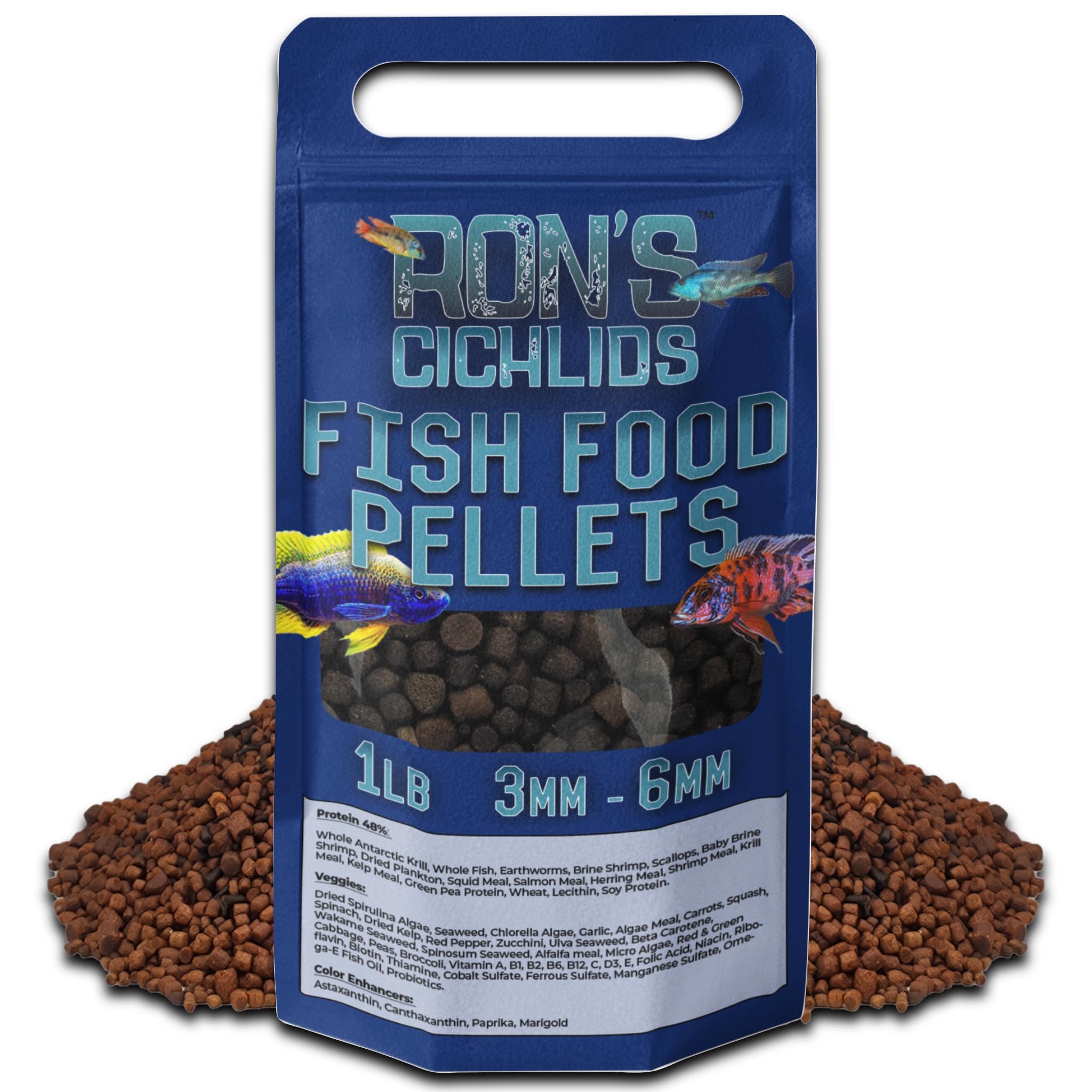 RON'S CICHLIDS pellets-hundiendo favorecen la alimentación controlada.