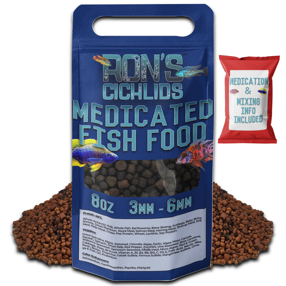 RON'S CICHLIDS empaque de mezcla medicada, ideal para uso diario