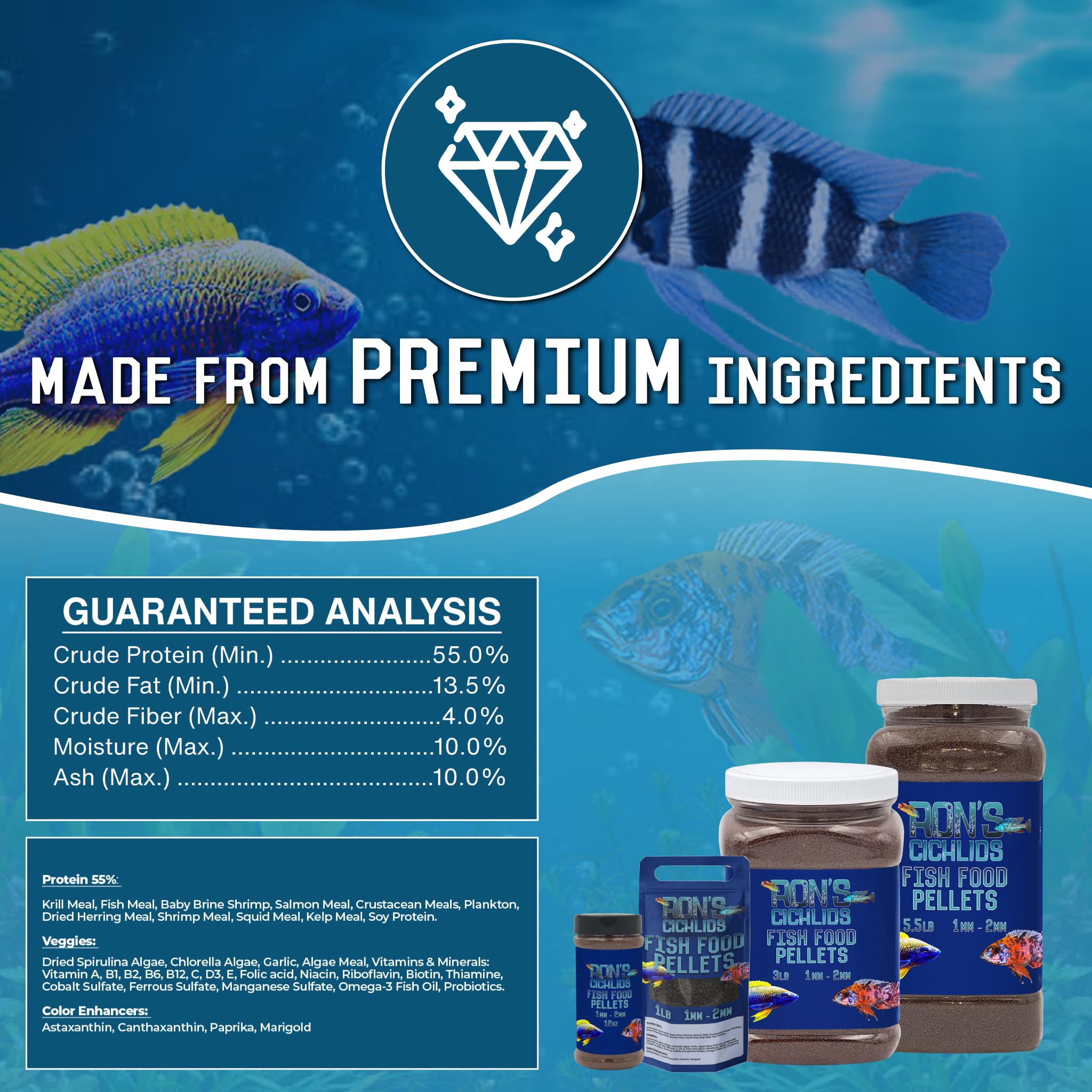 Ron’s Cichlids Juvie Blend: vitaminas y antioxidantes para la salud general de los peces