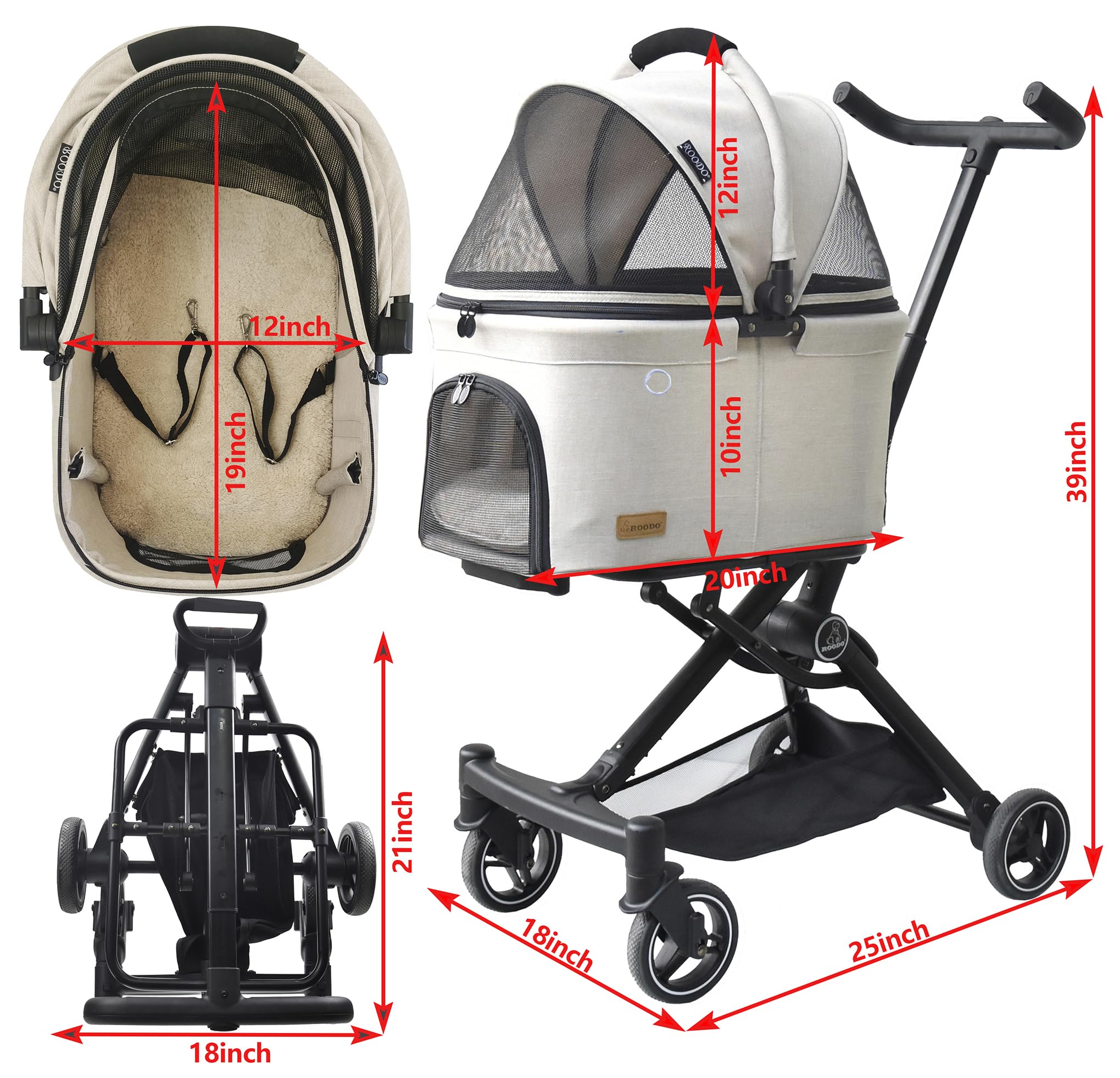 ROODO asiento-elevador-para-mascotas en coche ofrece seguridad durante el viaje.