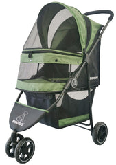 ROODO carrito para mascotas de tres ruedas verde, ideal para paseos seguros y cómodos