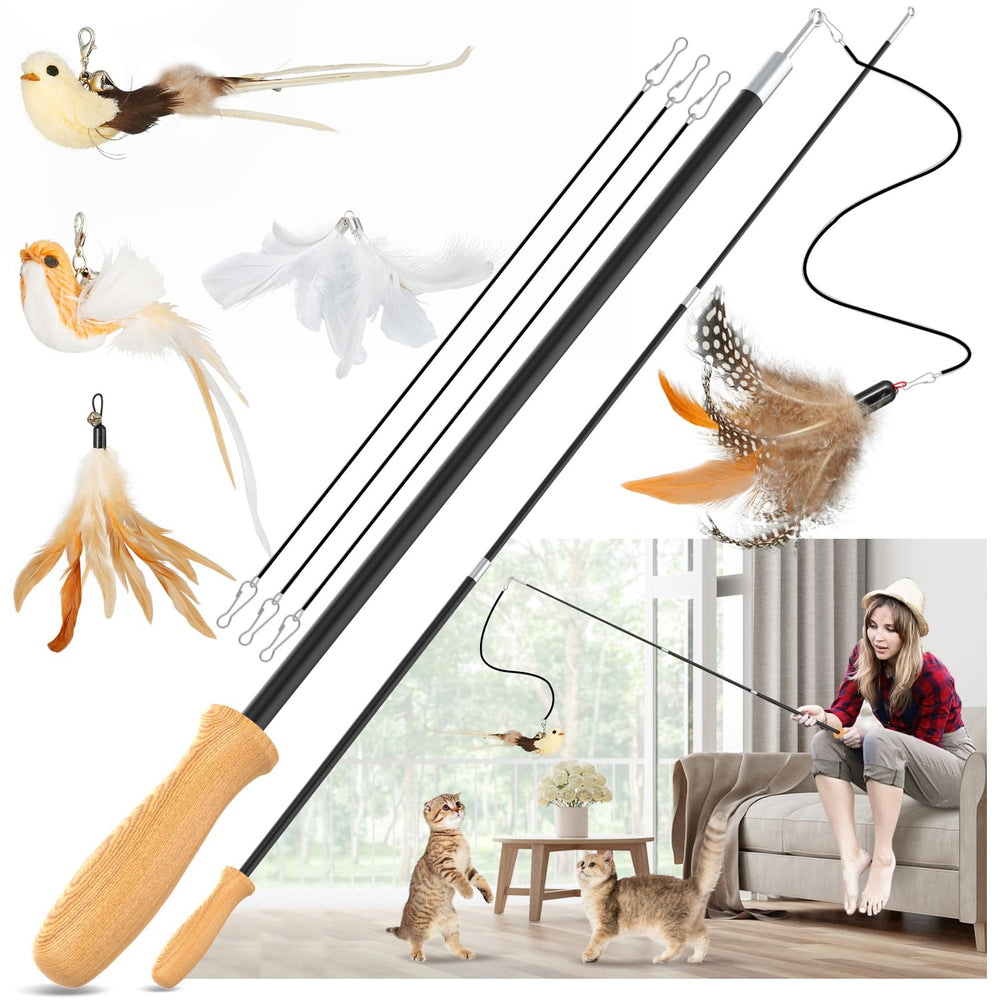 ROSAUI Teaser Wand con aves: estimulación para gatitos activos