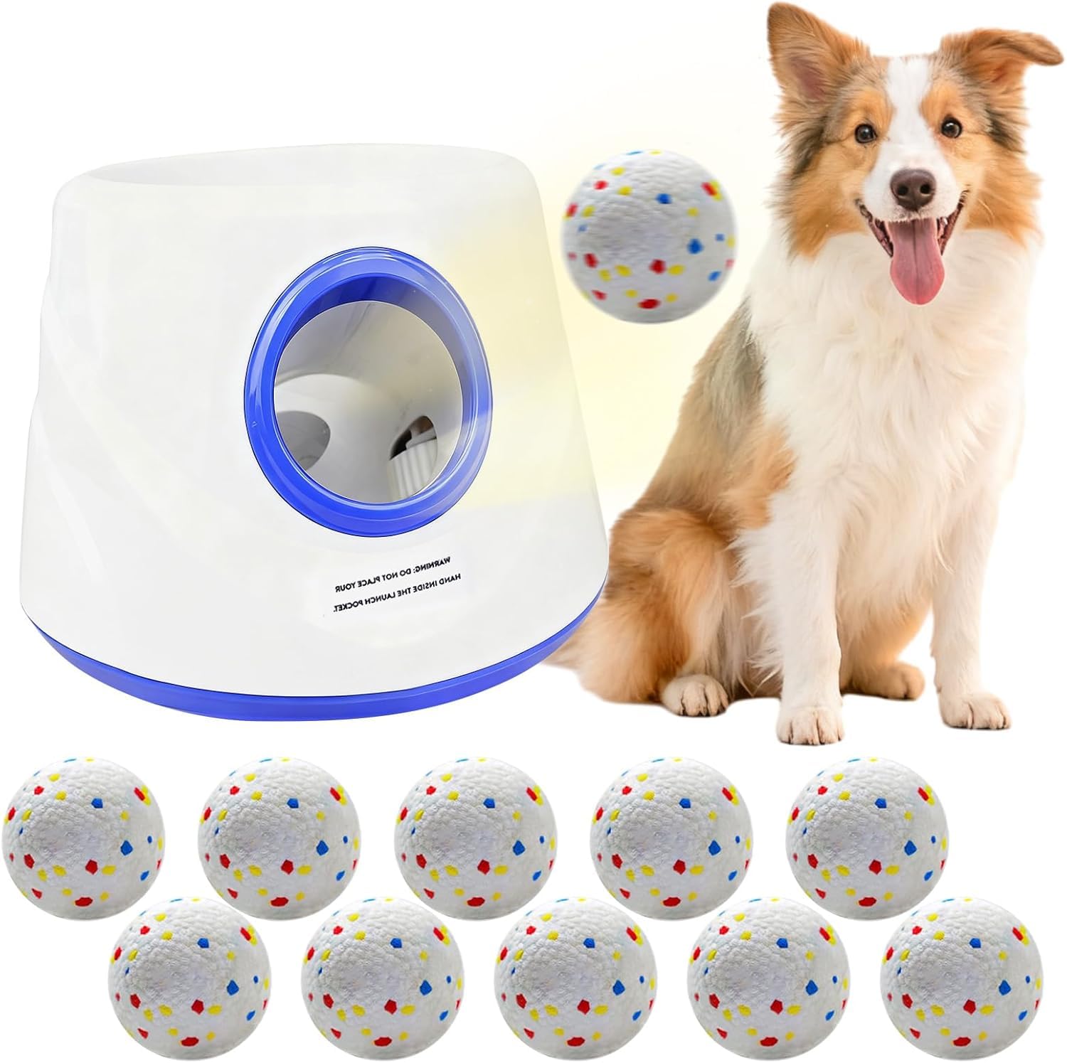 RoseYouth lanzador de bolas para perros, vista frontal, ideal para juegos automáticos.