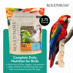 RoudyBush California Blend con frutas deshidratadas, sabor natural para aves.